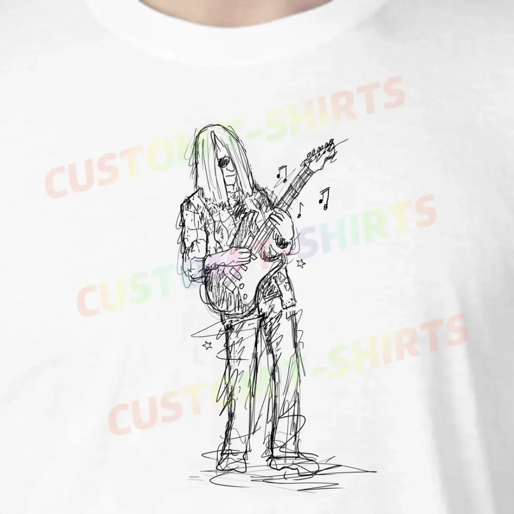 

110 198_Rock_Star Fans' comic-style hand-drawn pattern T-shirts for both men and women in summer