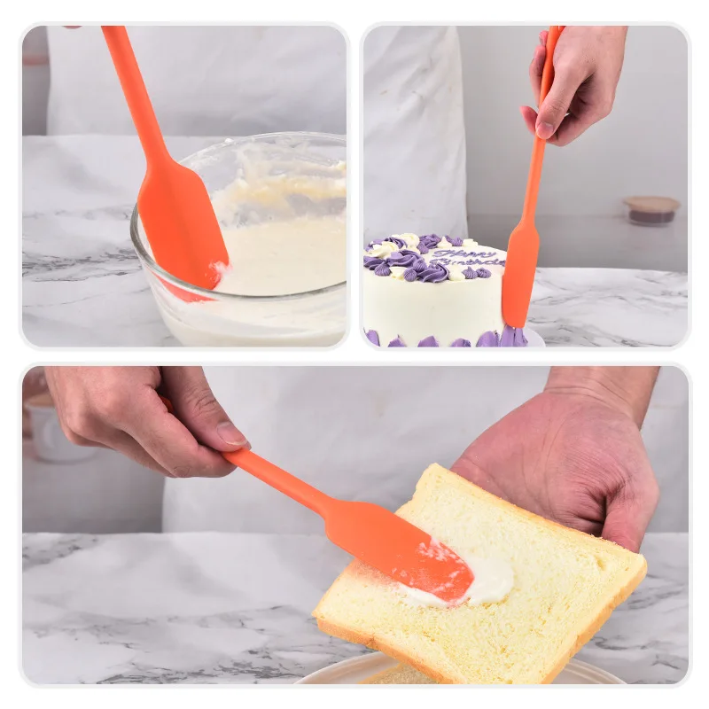 Long Handle Cream Cake Pastry Silicone Spatula Kitchen Non-stick Jam Butter Chocolate Flour Scraper Blender Baking Accessories