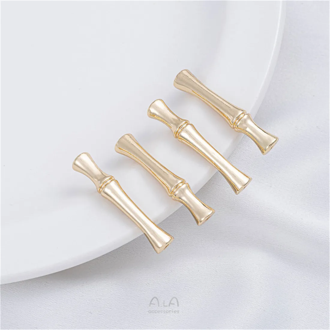 14K Gold Plated Long Bamboo Joint Curved Tube Spacer Beads for DIY Pearl Bracelet & Necklace Jewelry Making