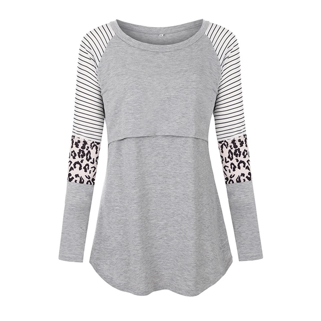 Frauen Mutterschaft Langarm Stillen Patchwork Farbe Tops Stillen Bluse – Detail 10