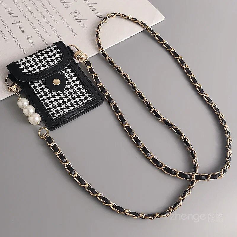 Mini Card Bag Small Bag Crossbody Hanging Neck Pickup Card Chain Back Rope Mobile Phone Lanyard Detachable Card Key Lanyard