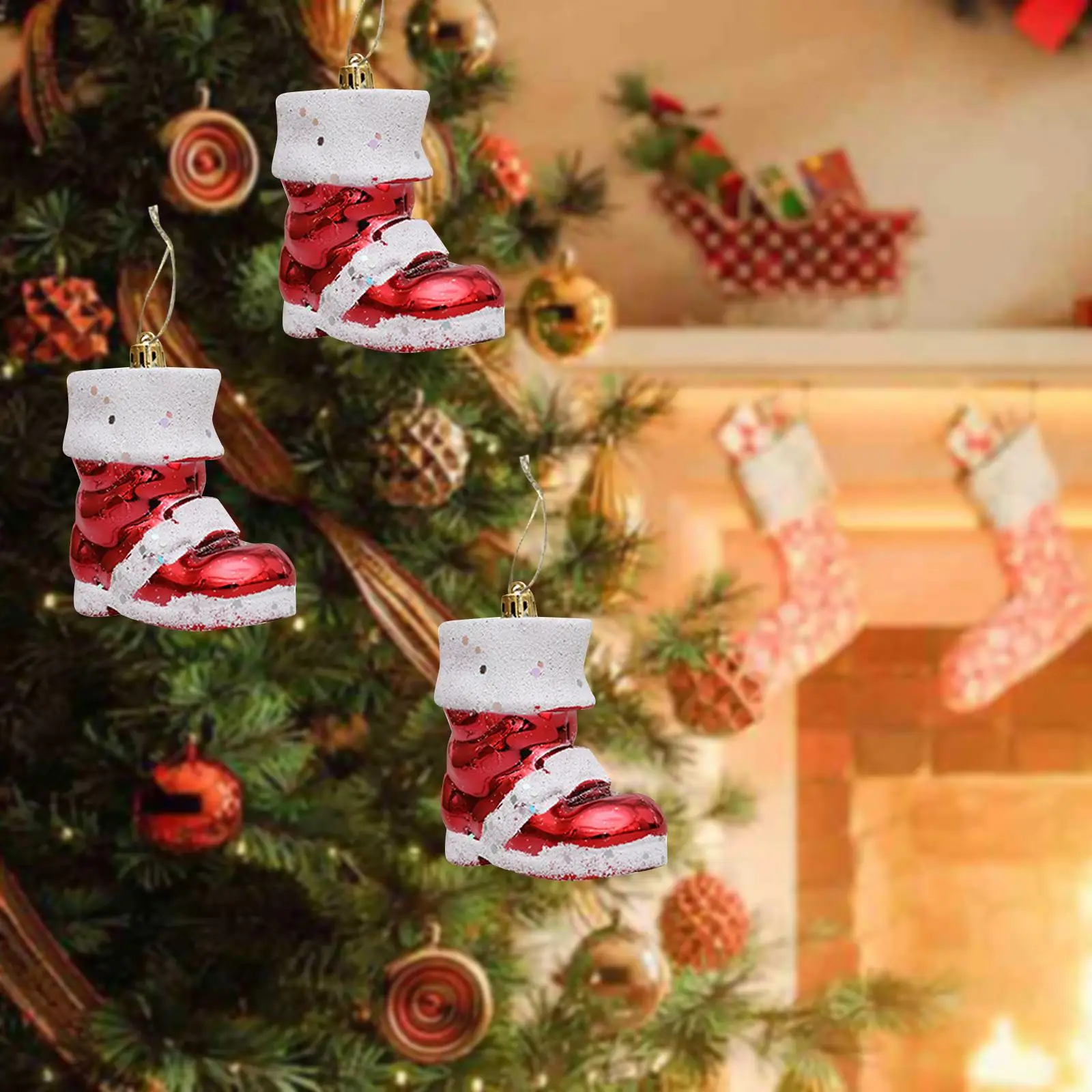 3Pcs Christmas Ornaments Santa Boot Craft Christmas Tree Decoration for Engagement Winter Home Party Decor Holiday Thanksgiving