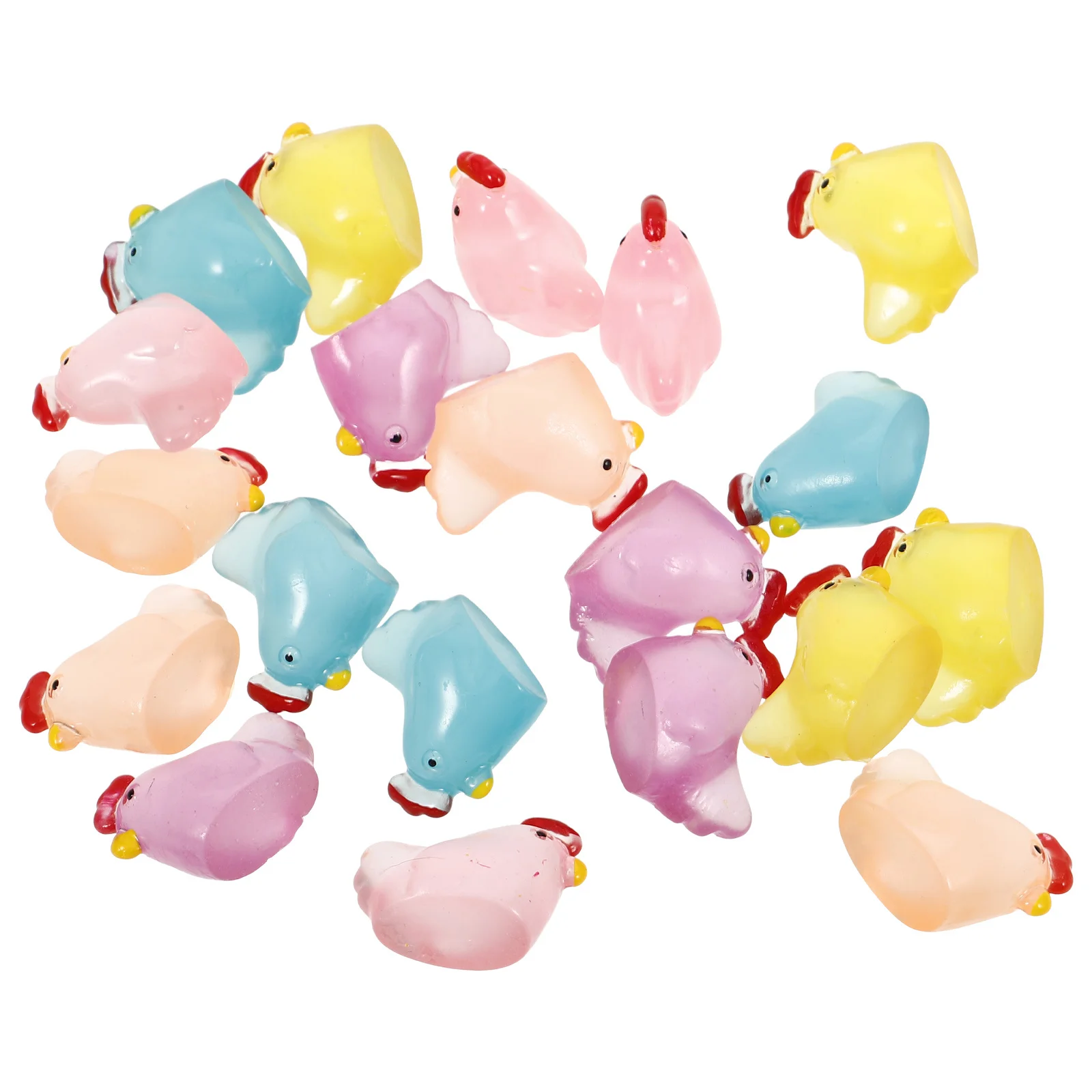 20 قطعة تماثيل الفرخ المصغرة مضيئة الراتنج تماثيل الفرخ الصغيرة لبيوت الدمى حدائق دجاج مضيء دجاج صغير