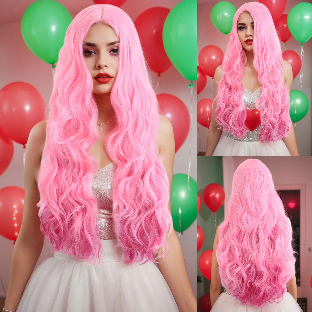 

Fashion European and American wigs cosplay wigs long curly hair long bangs high temperature silk curly hair animation wig cover