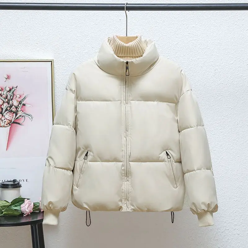 2024 Autumn Winter New Parkas Women Coat Jacket Keep Warm Puffer Jacket Stand Collar Harajuku Loose Black Beige Khaki Outwear