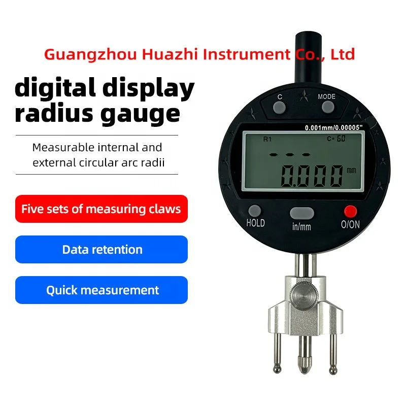 High Accuracy Digital Radius Gauge Radius Test With 5 Changeable Measuring Jaw