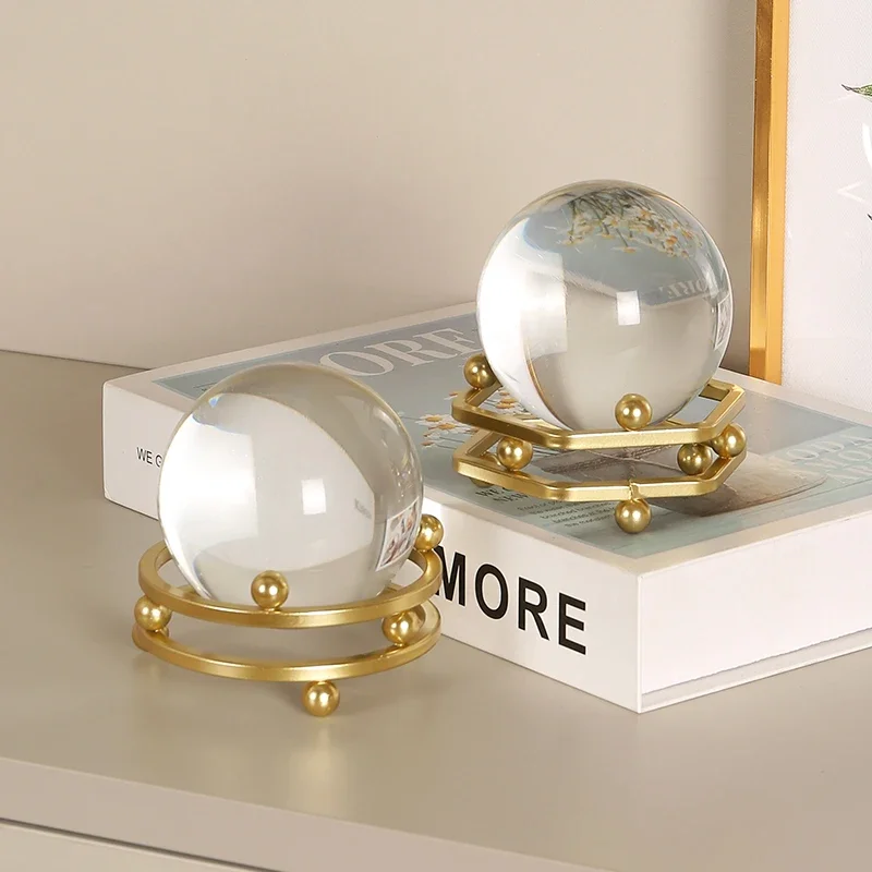 Time running white crystal ball ornaments for home living room attracting wealth light luxury entrance wine cabinet decoration