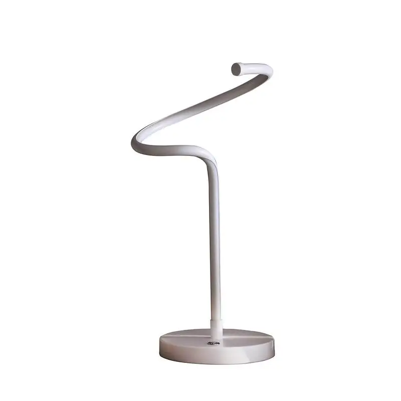 19-Inch LED Matte White S-Curve Spiral Table Lamp - Modern Design for Home & Office Lighting