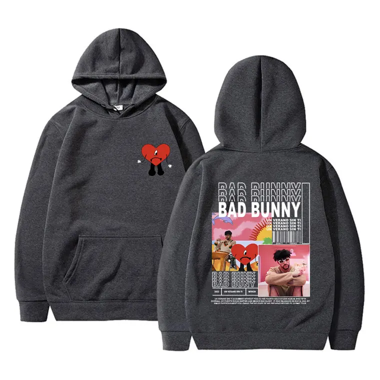 Rapper Bad Bunny Un Verano Sin Ti Music Album Hoodie Men Woman Vintage Hoodies Hooded Sweatshirt Hip Hop Rap Male Streetwear Y2k