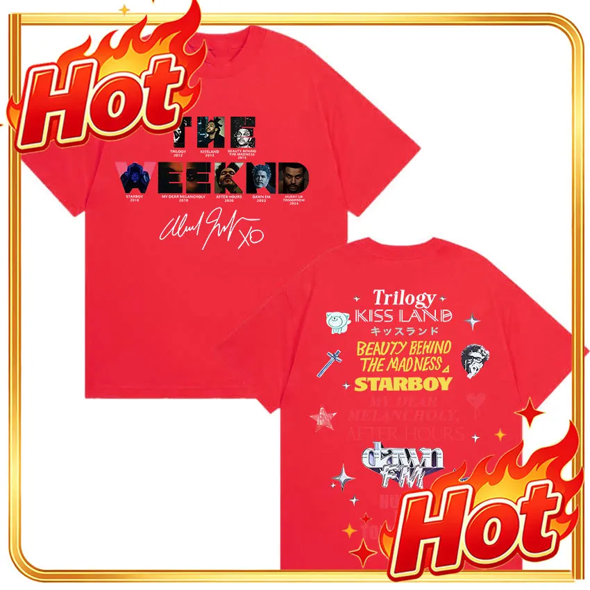 Rapper The Weeknd Hurry Up Tomorrow Tour 2025 Graphic T Shirts Men's Pop Fans Hip Hop Oversized Cotton T-Shirt Unisex Streetwear