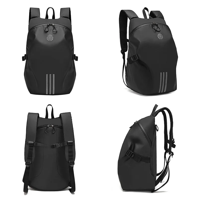 Black Motorcycle Helmet Backpack Waterproof Laptop Backpack Large Capacity Outdoor Sports Riding Hiking Travel Shoulder Bag