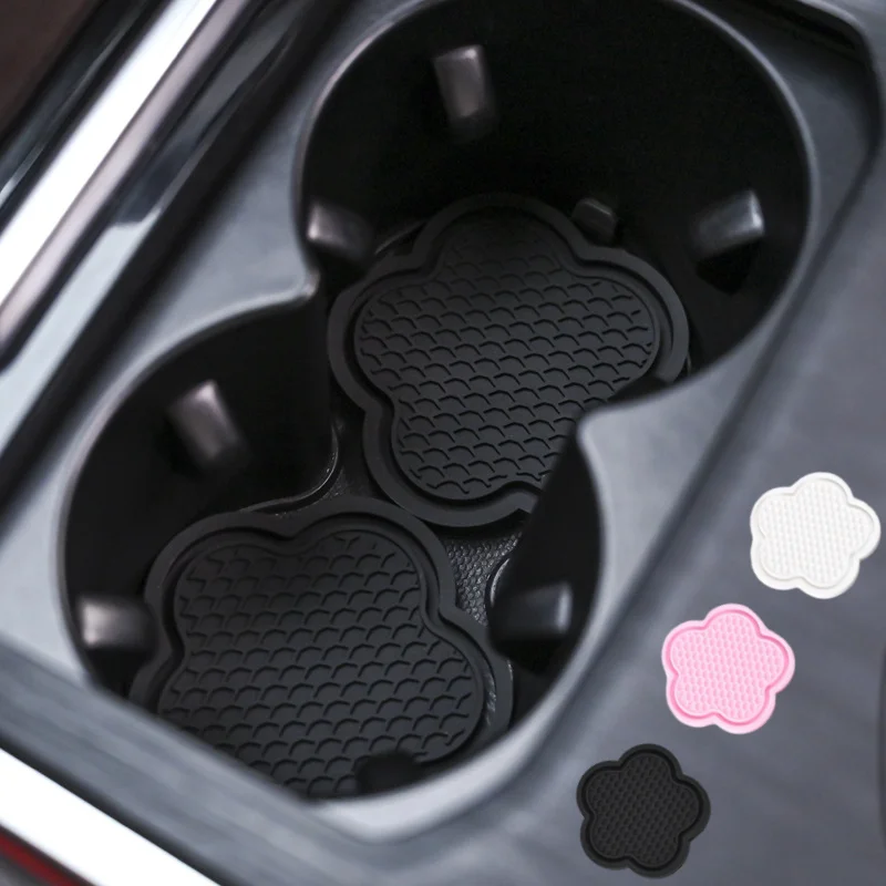 2PCS Car Cup Coaster Flower Shaped Silicone Waterproof Non-Slip Sift-Proof Spill Saucer Car Interior Accessories