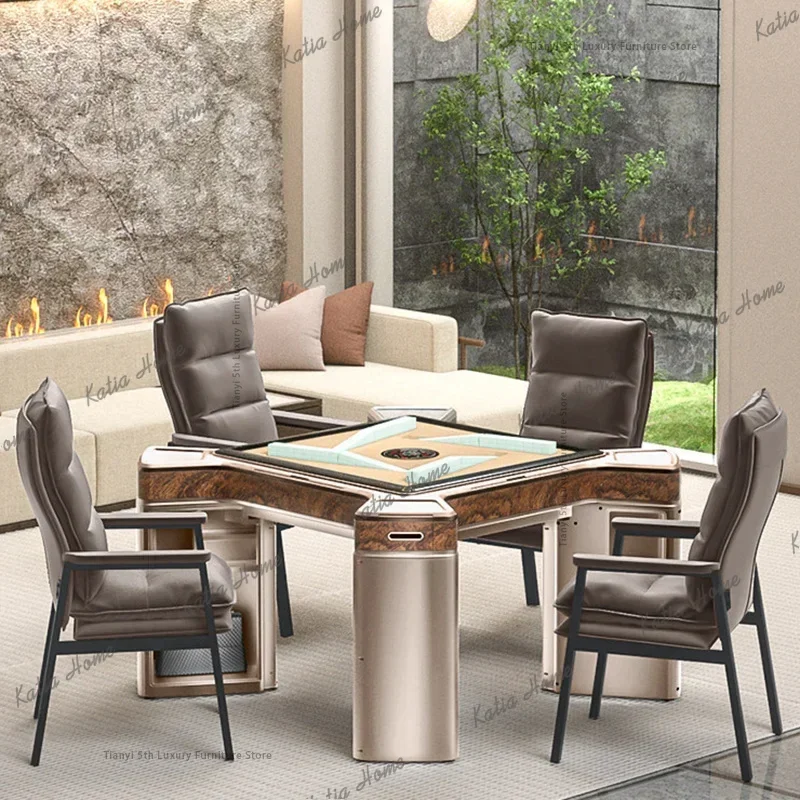 ld Nordic Luxury Villa High-end Chess Room Mahjong Table Automatic Household Ultra-silent Dual-purpose Mahjong Dining Table