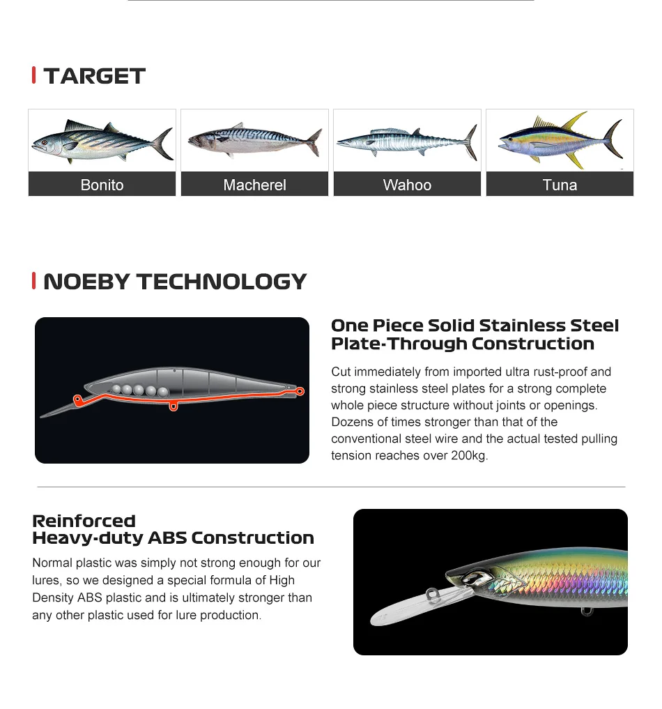 NOEBY 160 mm 54 g Speed Hunter Trolling Minnow Angelköder Schwimmende Oberfläche Künstlicher harter Köder für Big Catch Thunfisch-Angelköder – Detail 3