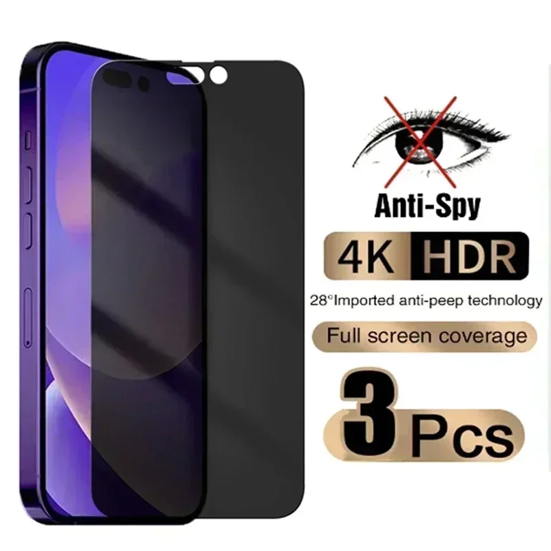 Full Cover Anti Spy Screen Protector For iPhone 11 12 13 14 15 PRO MAX Privacy Glass On iPhone 7 8 14 Plus XS Max Tempered Glass