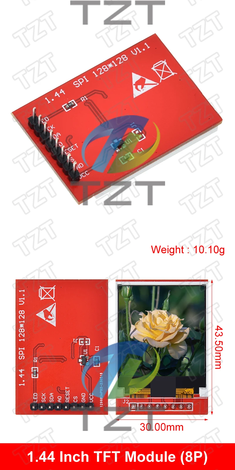 TZT 1/3PCS 5V 3.3V 1,44 Zoll TFT LCD-Displaymodul 128*128 Farbbildschirm SPI-kompatibel für Arduino Mega2560 STM32 SCM 51 – Detail 7