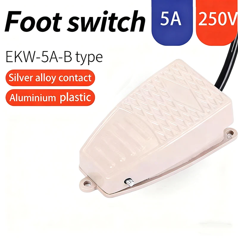 E-Stop Foot Pedal Switch 5A 380V/220V AC, SPDT Momentary Control for Spot Welder, Medical, Packing Machine, Robust Durability