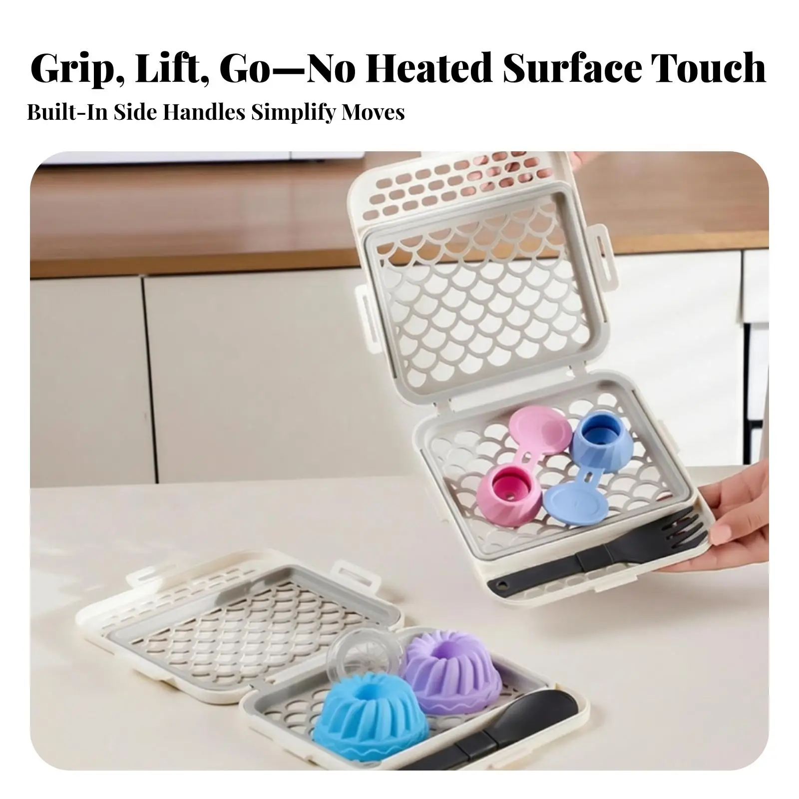 Kitchen Dishwasher Basket with Silicone Mesh Drain Rack Hinged Lid for Small Items Dish Drainer Sink Organizer Utensil Storage