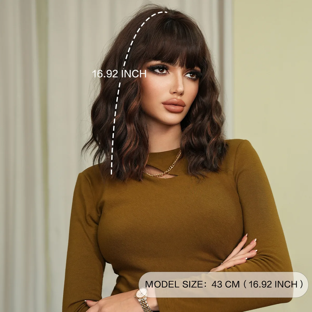 Peluca femenina de pelo corto y rizado, cubierta completa para la cabeza, cubierta completa para peluca diaria