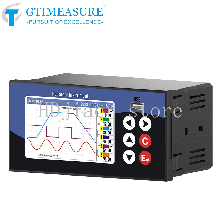 

1-6 Channel Industrial Paperless Recorder - Temp/Current/Voltage/Pressure/Level Logger, 4-20mA & RS485
