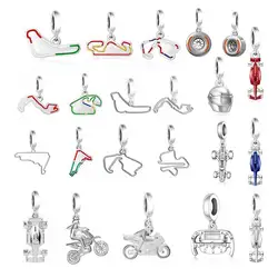 FC Jewelry Fit Original Brand Charms Bracelet 925 Silver Sports Racing Race Car Beads Pendant For Making Women Racer Berloque