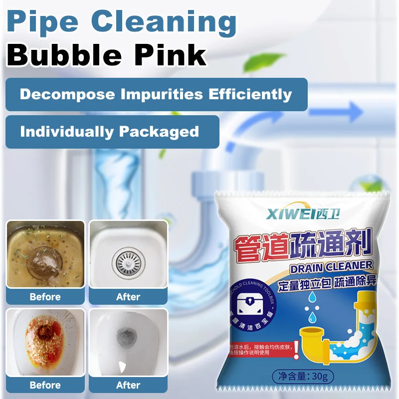 Toilet Pipe Unclogger Bubble Powder Powerful Grease Dissolving Sewer Unclogger