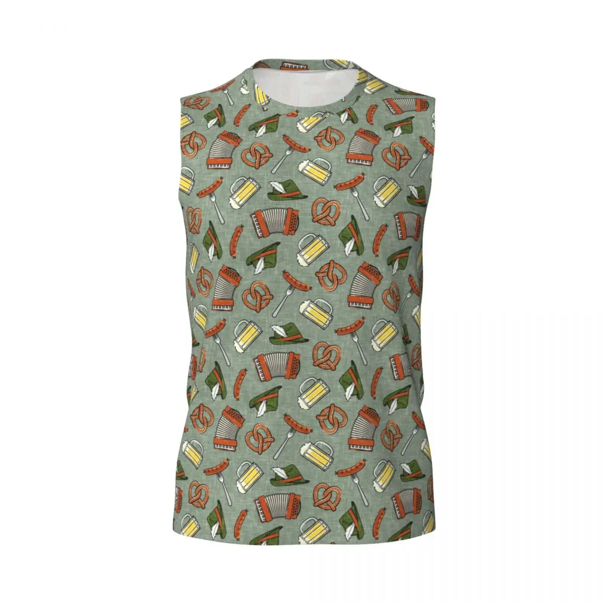 Oktoberfest - Sage Men Printed Sleeveless T-shirt Casual Hip Hop Street Style Beach Holiday Tank Tops