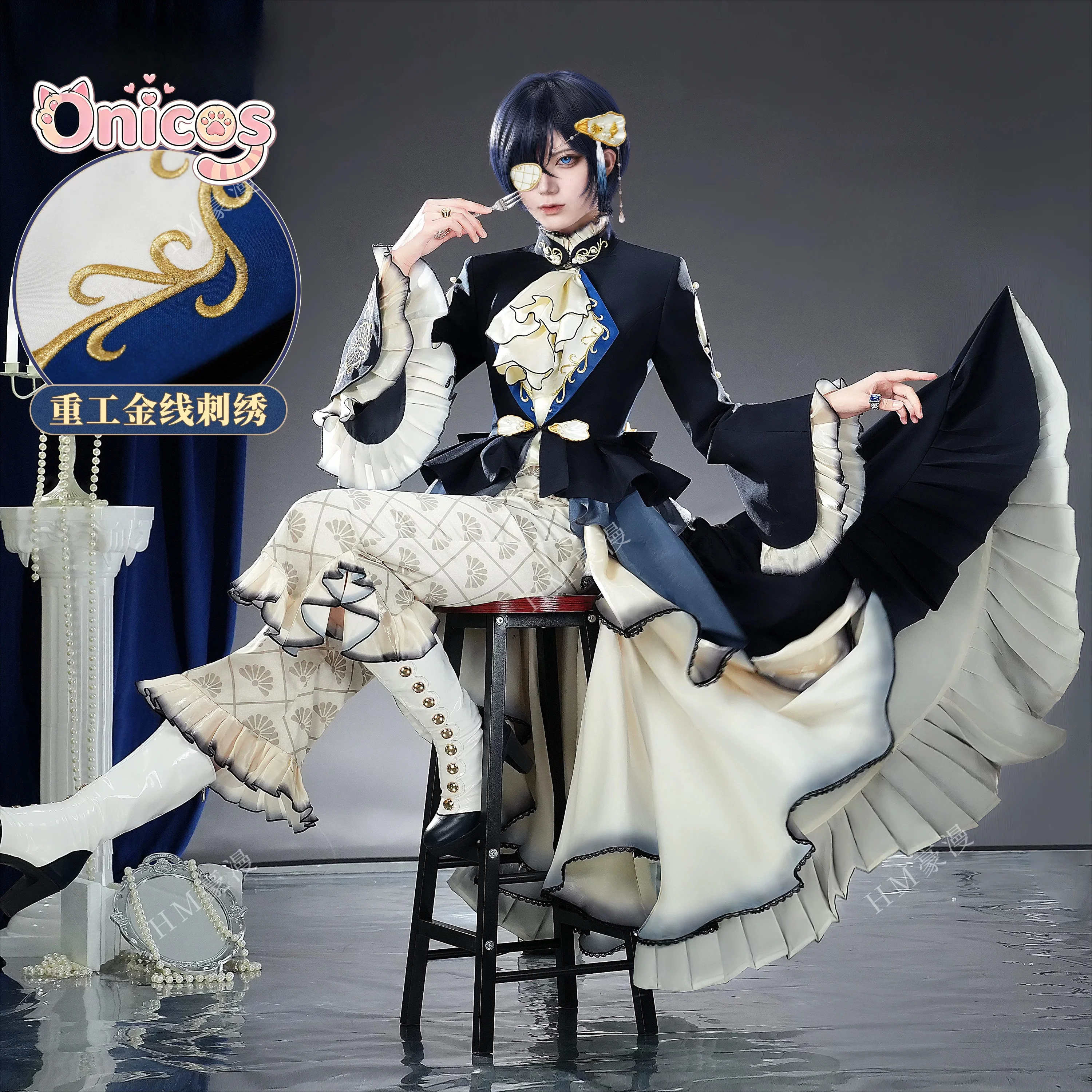 Ciel Phantomhive‌ Sebastian Michaelis‌ Cosplay Costume Oyster Gown Embroidery Extra Large Hem Outfit Onicos
