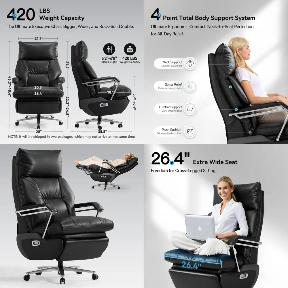 

M80A Dual Motor Electric Executive Oice Chair with Heat Massage Ventilation, Comortable Reclining Oice Chair Wide Seat, Ergonomi