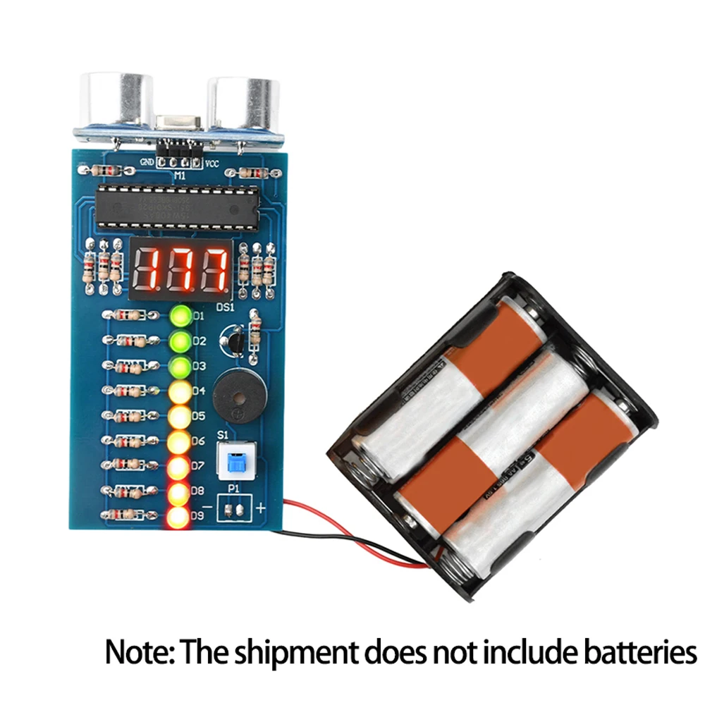 Kit de alarma de rango ultrasónico DIY, módulo medidor de distancia ultrasónico DC 4,5-6V con luces LED, Kit de práctica de soldadura