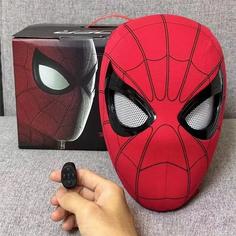 Spider Man Telecontrol Blink Masks Cosplay Helmet Moving Eyes Model Party Props Elastic Toys Adults Kids Halloween Christma Gift