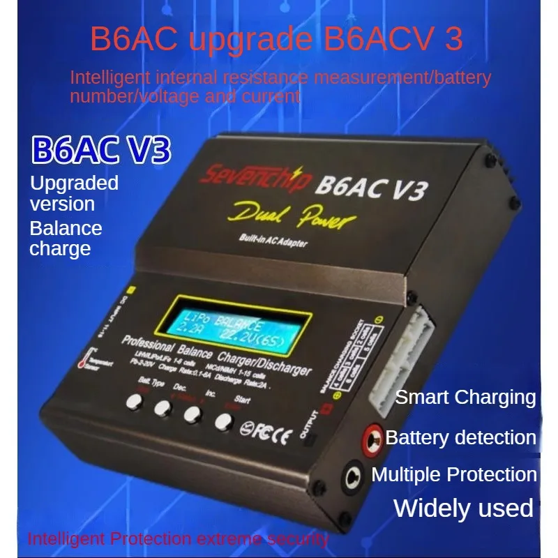 Professional B6ACV3 Upgraded Balance Charger for RC Drones and Planes with 80W Power and Internal Resistance Measurement