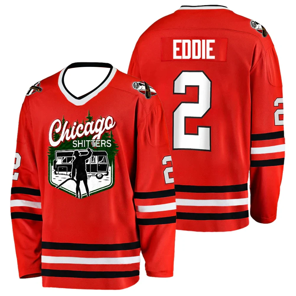 2024 Men's Chicago Shitters Eddie Christmas Style Hockey Jersey Youth Kids Warm Long Sleeve Hockey Training Uniform