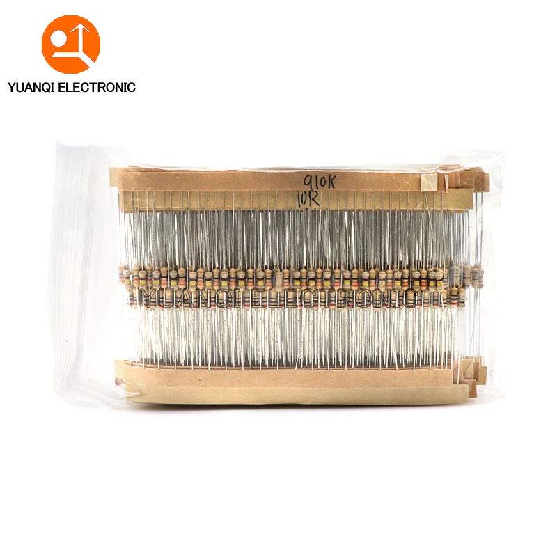 860pcs 1/4W Kit de resistor de filme de carbono 5% Conjunto sortido de resistência 43valuesX20pcs 1R - 1M Ohm 0,25W Pacote de amostras