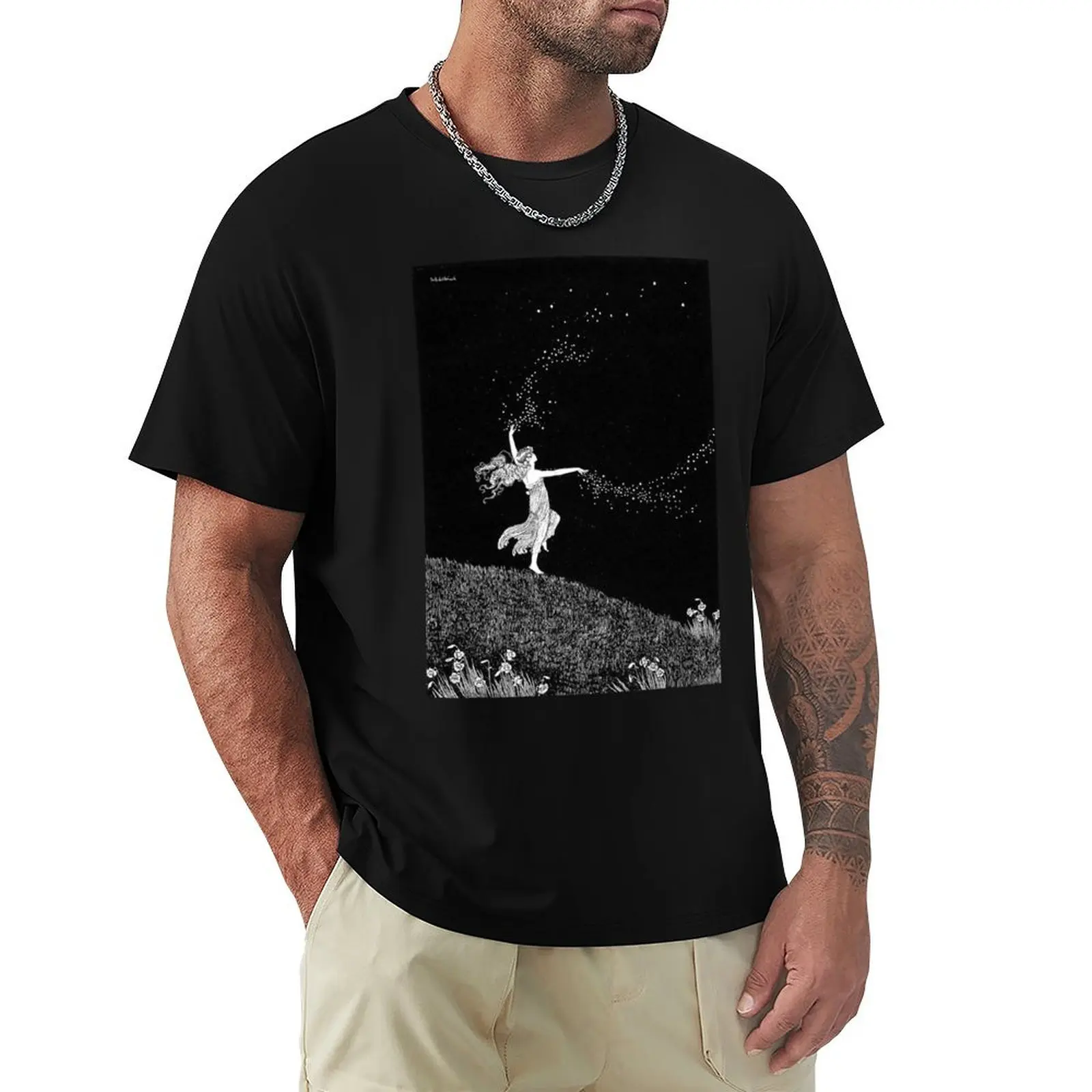 

Fairy Scattering Stars - The Enchanted Forest - Ida Rentoul Outhwaite T-Shirt T-shirts man heavy weight t shirts for men