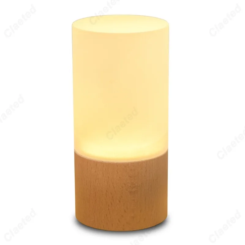 Creative New LED Solid Wood USB Night Light for Home Bedroom Study Atmosphere Lighting Fixtures