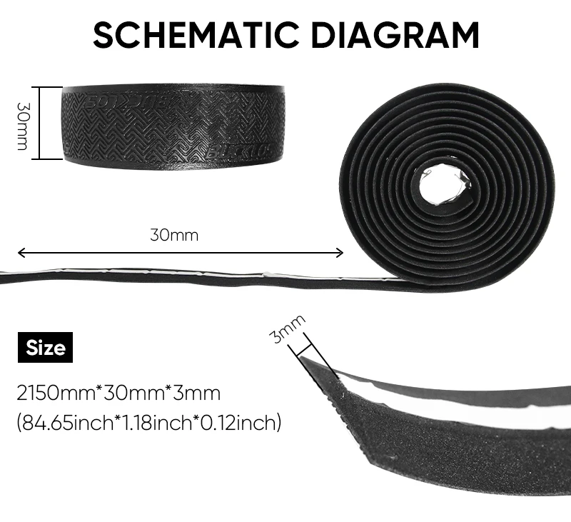 BUCKLOS Rennrad-Lenkerbänder PU Shock Fahrradlenkerband mit Lenkerendstopfen Anti-Rutsch-Anti-Vibrations-Wickelgürtel Bartape – Detail 4