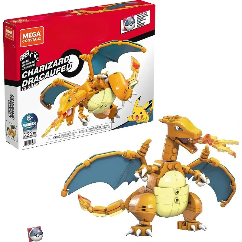 

Популярная аниме-головоломка MEGA Pikachu, строительная игрушка GWY77 Charizard, Детская модель-головоломка, подарок на день рождения, серия