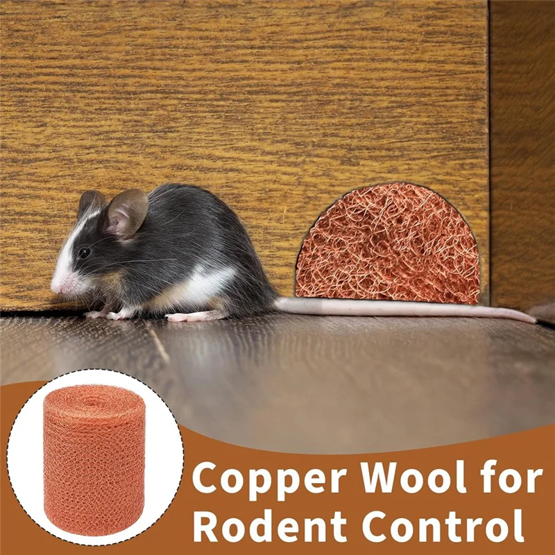 ABKJ-4-Piece Copper Mesh Rodent Control Kit 5 X 33Inch Rust-Proof Copper Mesh Roll For Gardening Seals Water Openings
