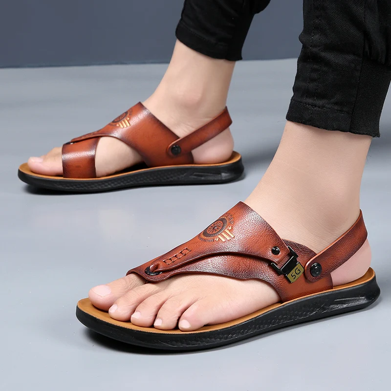 Chanclas informales antideslizantes para hombre, sandalias de doble uso para exteriores, zapatillas de madera contrachapada ultrafinas, sandalias de verano, 2024