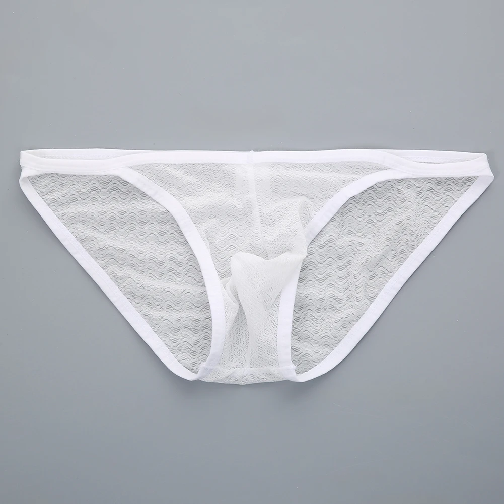 

Men Mesh Translucent Briefs Mens Sexy Underwear Solid Breathable Lingerie Low Rise Wave Pattern Quick Dry Summer Men's Panties