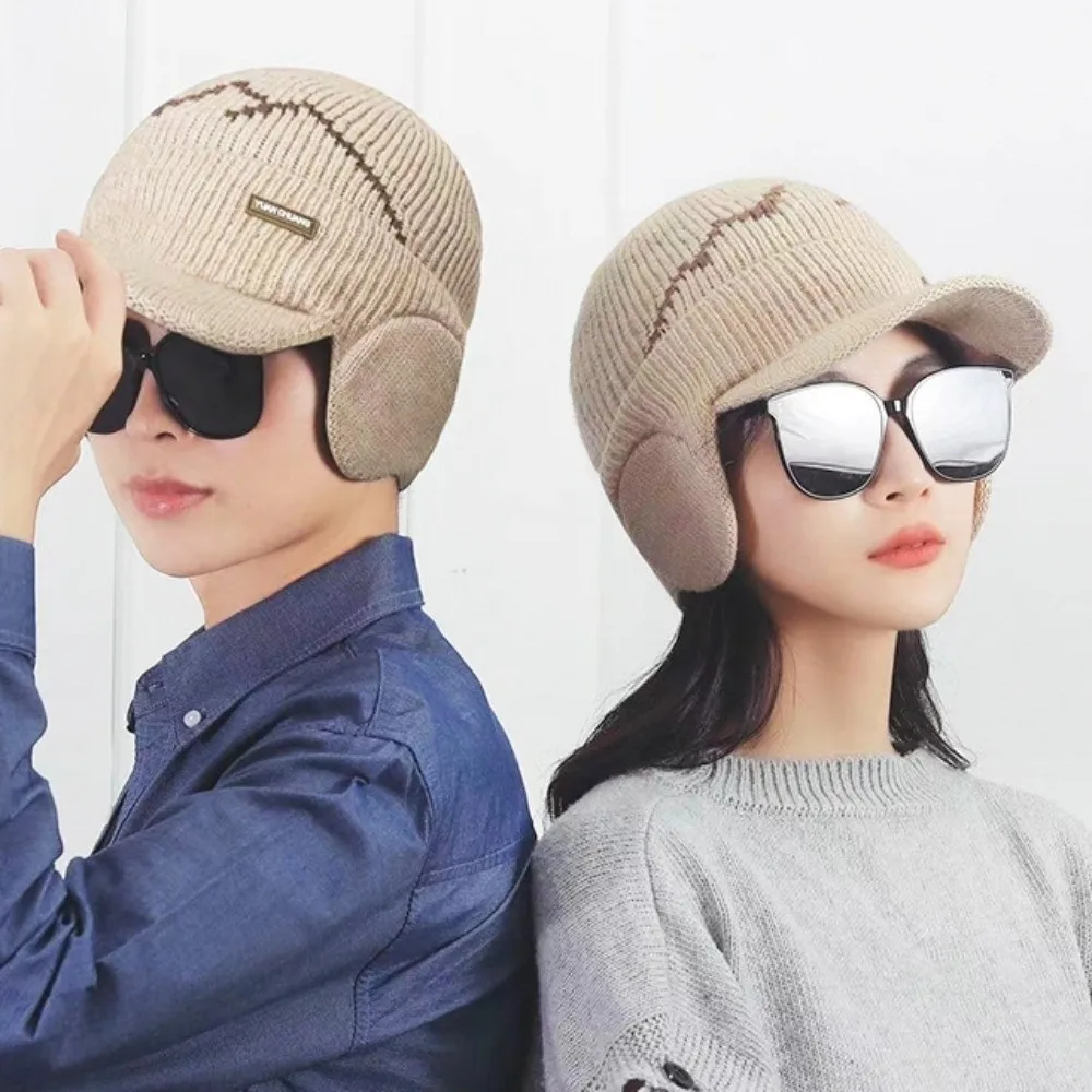 

2Pcs Set Windproof Knitted Hat Neck Gaiter Thicken Soft Sheep Wool Scarf Simple Plush Winter Autumn Hat with Earflap Outdoor