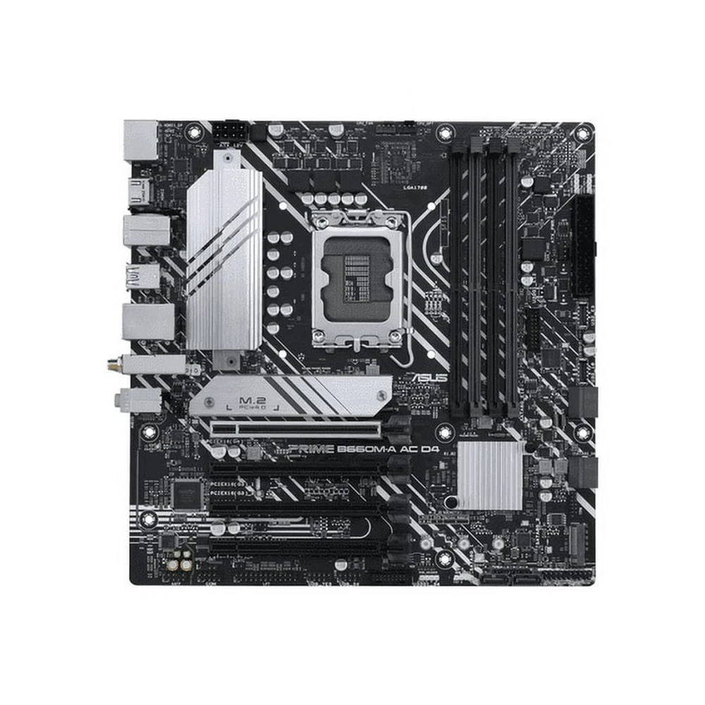 ASUS Motherboard, PRIME B660M-A AC D4, B660 Chipset, LGA 1700 Socket for 12th 13th 14th Gen Core CPU, 12100F 12400F 13100F 13500