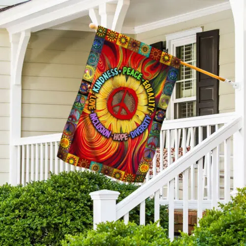 Hippie Flag Peace Hope Love Garden Flag - House Flag