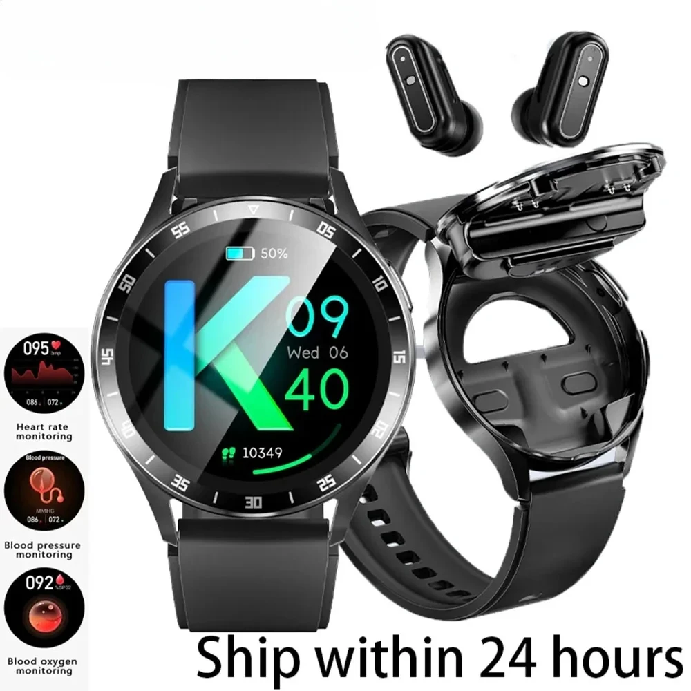 

Smartwatch with TWS Bluetooth Earphones, Heart Rate and Blood Pressure Monitor, New Sports and Fitness Watch