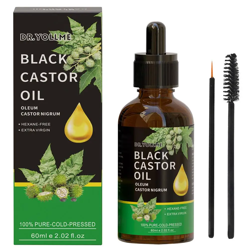 60ML Jamaica Black Castor Oil 100% Pure Hair Care Oil Skin Care Massage Essential Oil Quickly Growth Healthy Hair Eyelash Oil