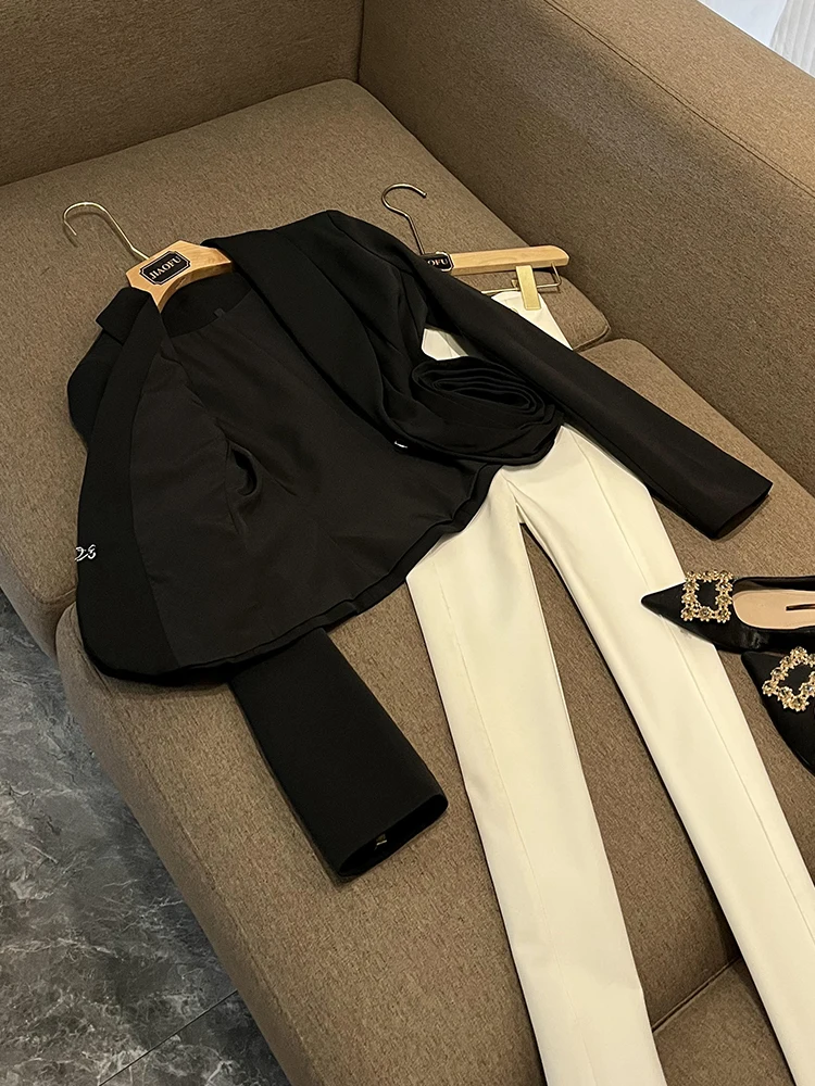 Or garni Rose à motifs profond v-ne automne hiver couleur Pure costume pour femme Jaet trajet Sle longue Sve longueur régulière