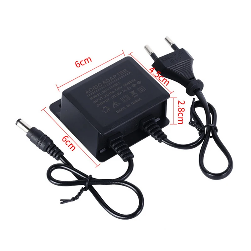 1Pcs Waterproof EU/US Plug Power Adapter DC12V 2A For CCTV Security Surveillance AHD Camera Charger NVR DVR Input AC100V-240V