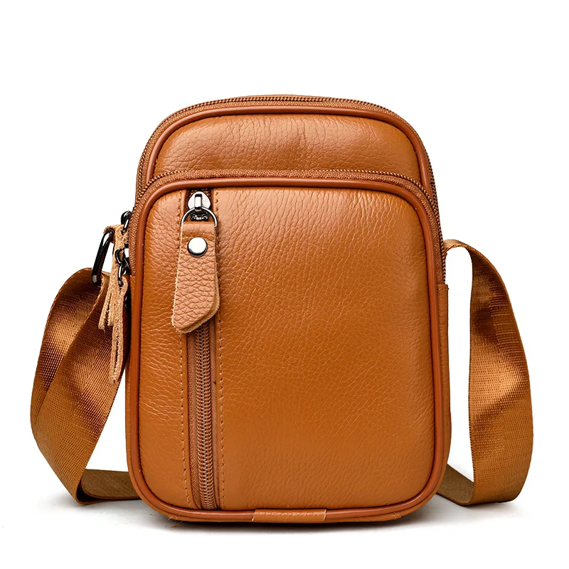 

New Leather Casual Phone Bag with Wear-resistant Top Layer Cowhide Shoulder Crossbody Bag for Men and Women Shoulder Bag