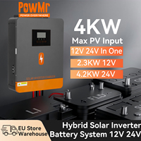 PowMr 12V 24V In One Solar Inverter Hybrid MPPT 100A 2.3KW 4.2KW Off Grid Max PV Input 4KW Pure Sine Wave